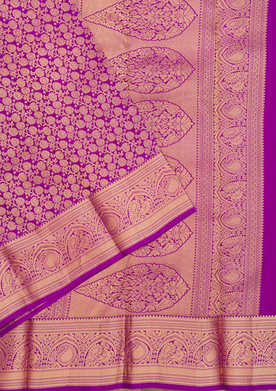 Purple Zariwork Pure Silk Saree-Koskii