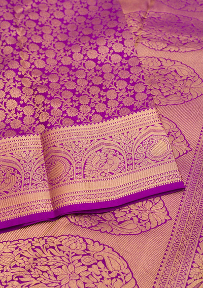 Purple Zariwork Pure Silk Saree-Koskii