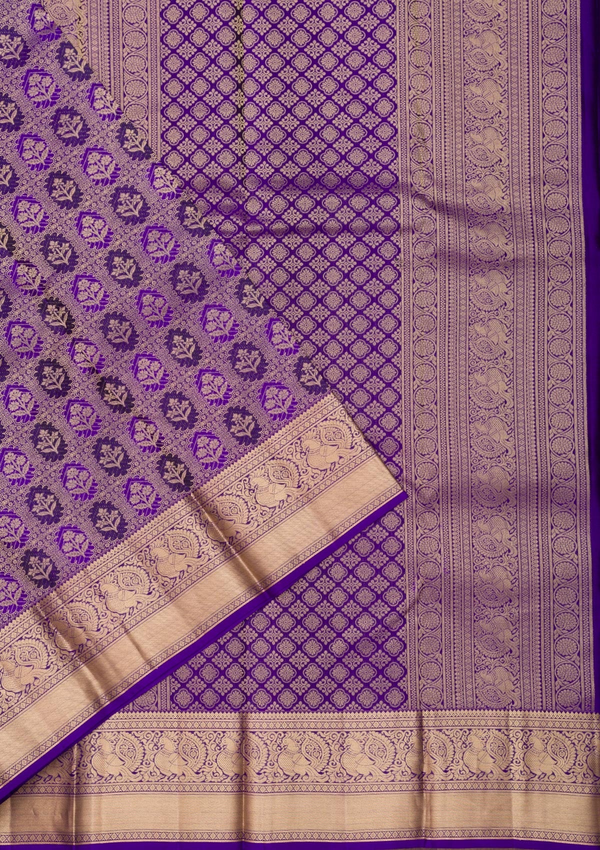 Purple Zariwork Pure Silk Saree-Koskii