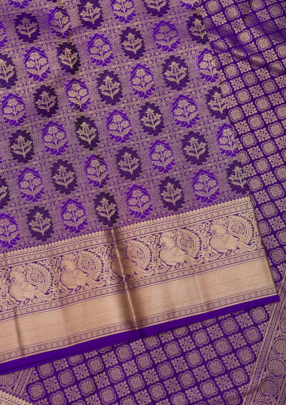 Purple Zariwork Pure Silk Saree-Koskii