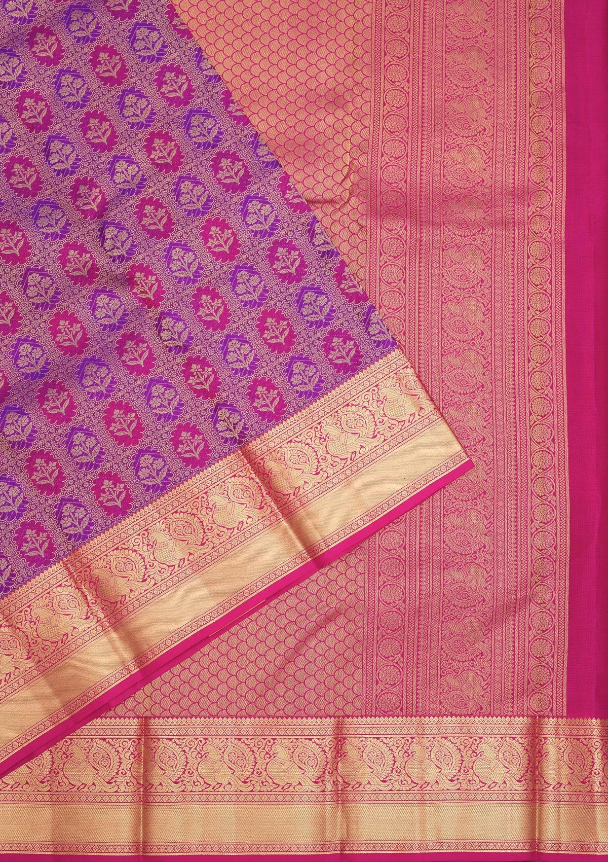 Purple Zariwork Pure Silk Saree-Koskii