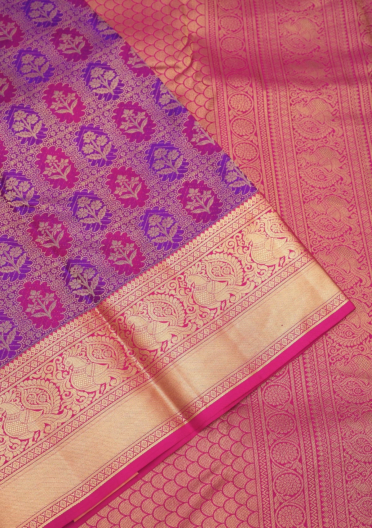 Purple Zariwork Pure Silk Saree-Koskii