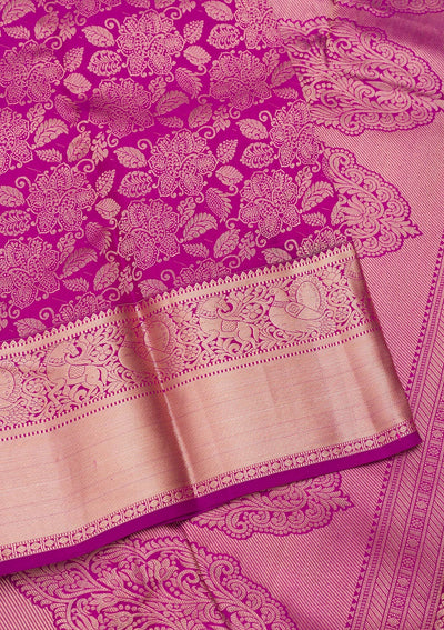 Purple Zariwork Pure Silk Saree-Koskii