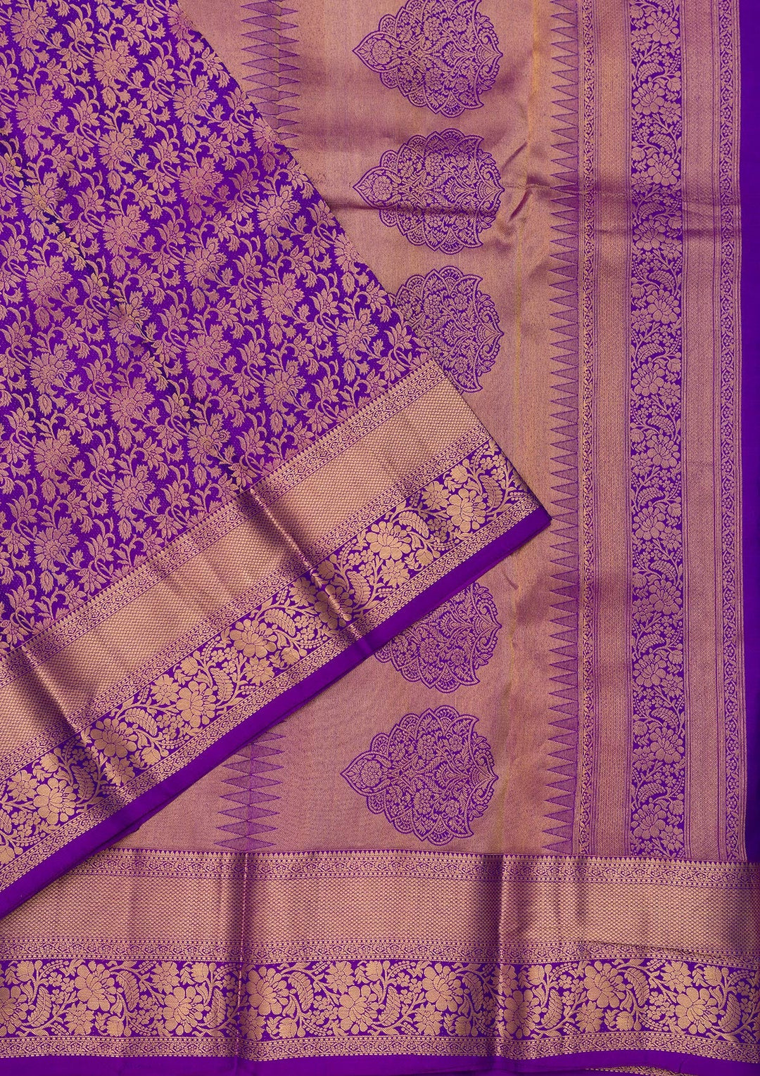 Purple Zariwork Pure Silk Saree-Koskii