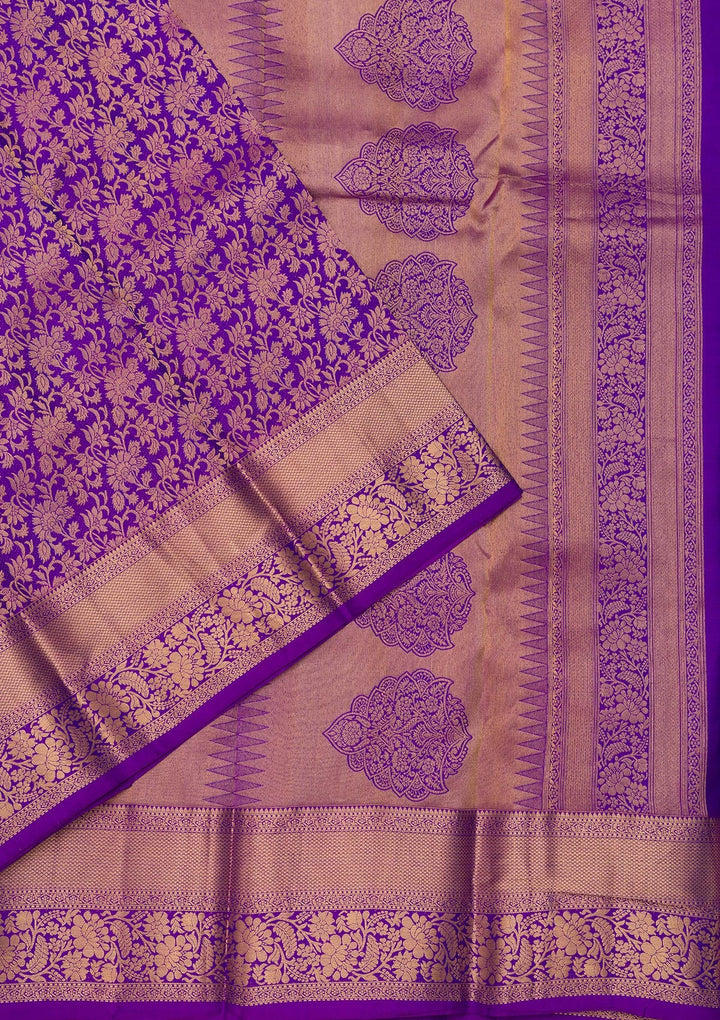 Purple Zariwork Pure Silk Saree-Koskii