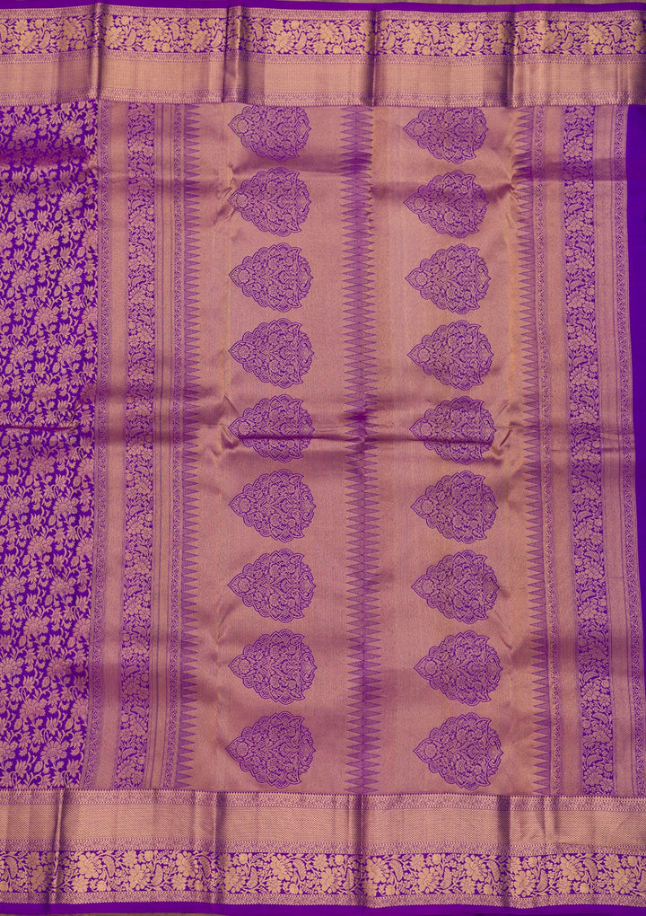 Purple Zariwork Pure Silk Saree-Koskii