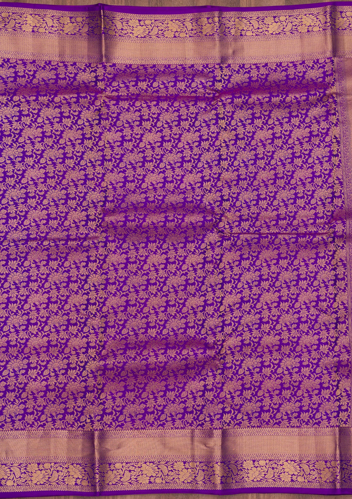 Purple Zariwork Pure Silk Saree-Koskii
