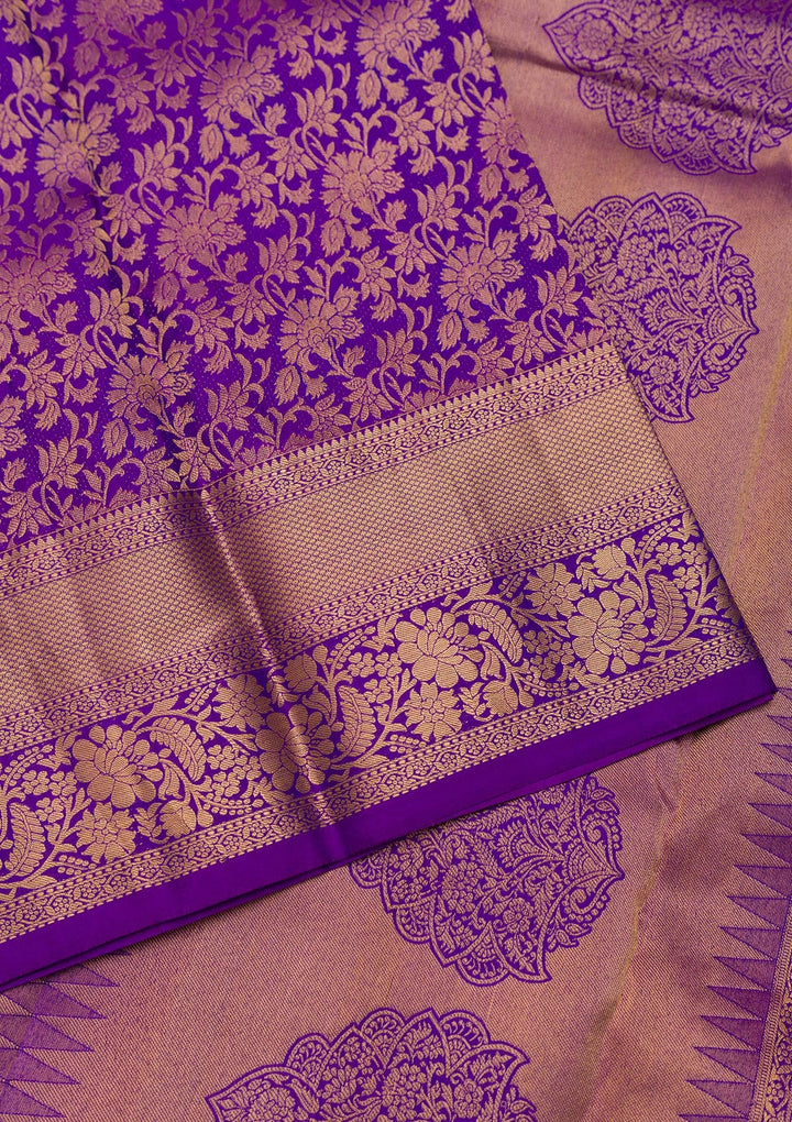 Purple Zariwork Pure Silk Saree-Koskii