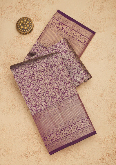 Purple Zariwork Pure Silk Saree-Koskii