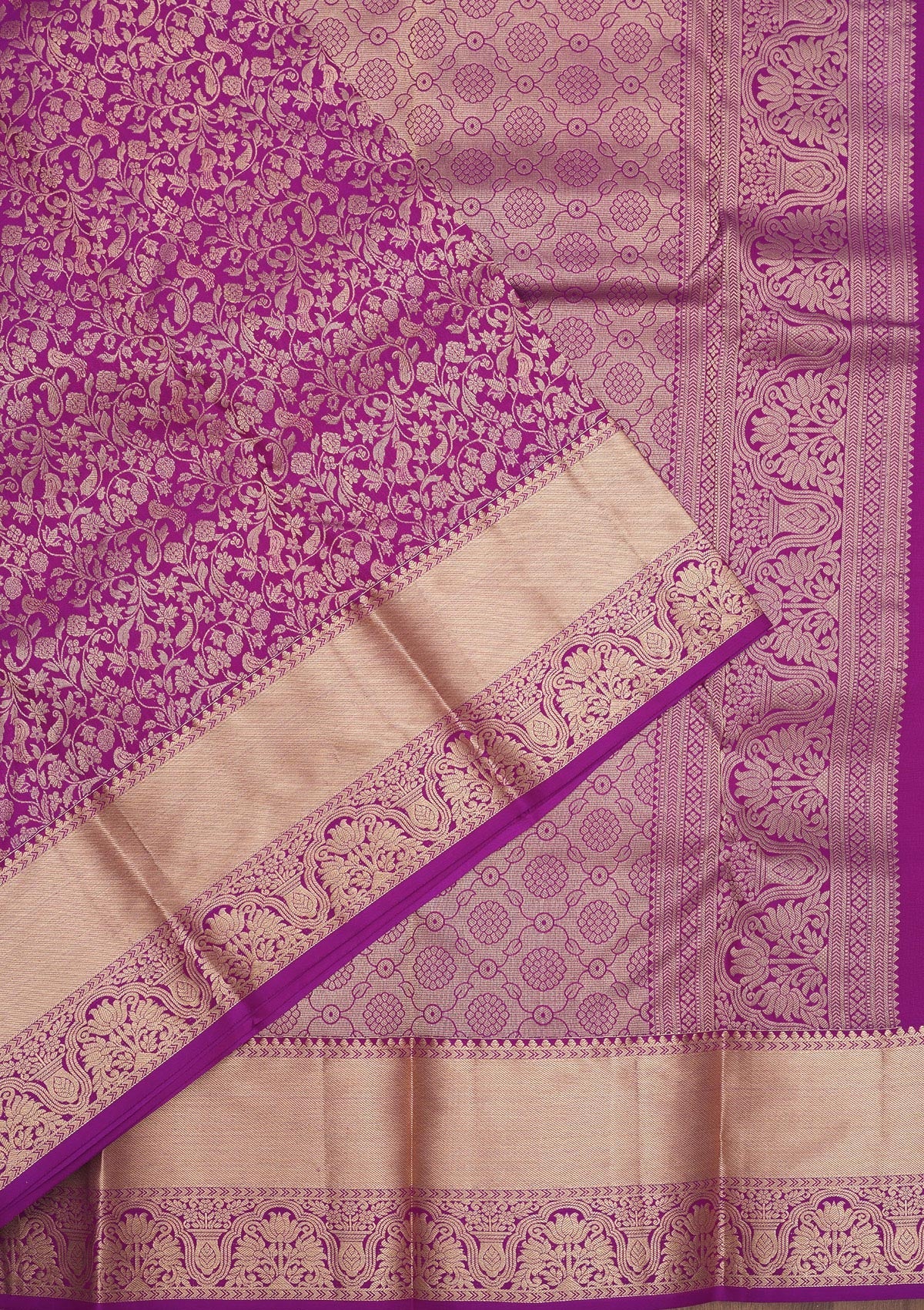 Purple Zariwork Pure Silk Saree-Koskii