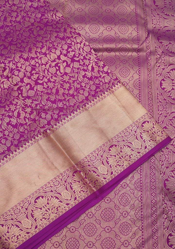 Purple Zariwork Pure Silk Saree-Koskii