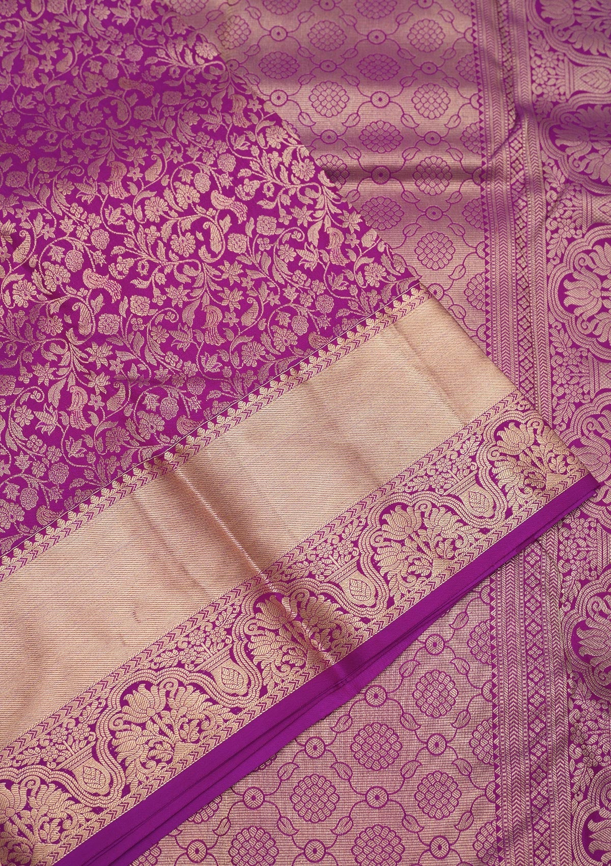 Purple Zariwork Pure Silk Saree-Koskii