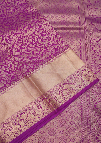 Purple Zariwork Pure Silk Saree-Koskii