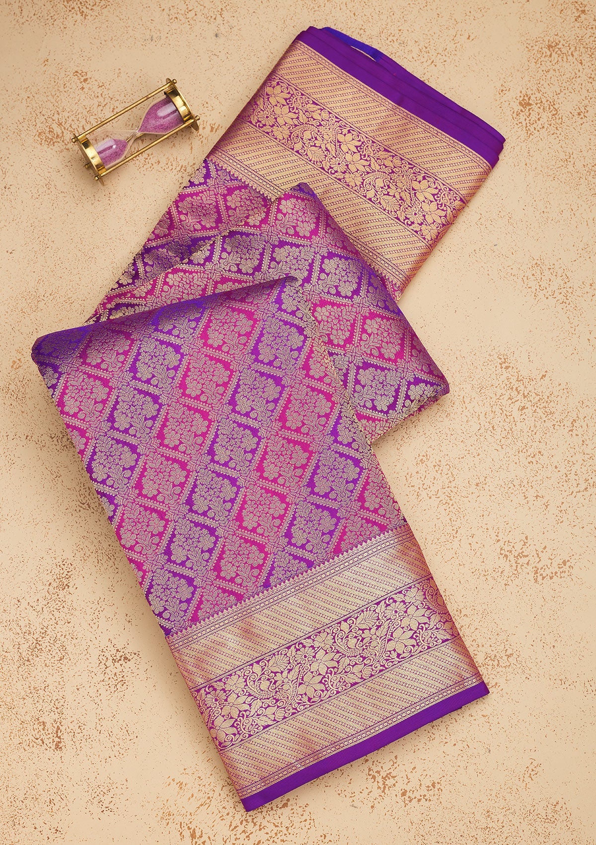 Purple Zariwork Pure Silk Saree-Koskii