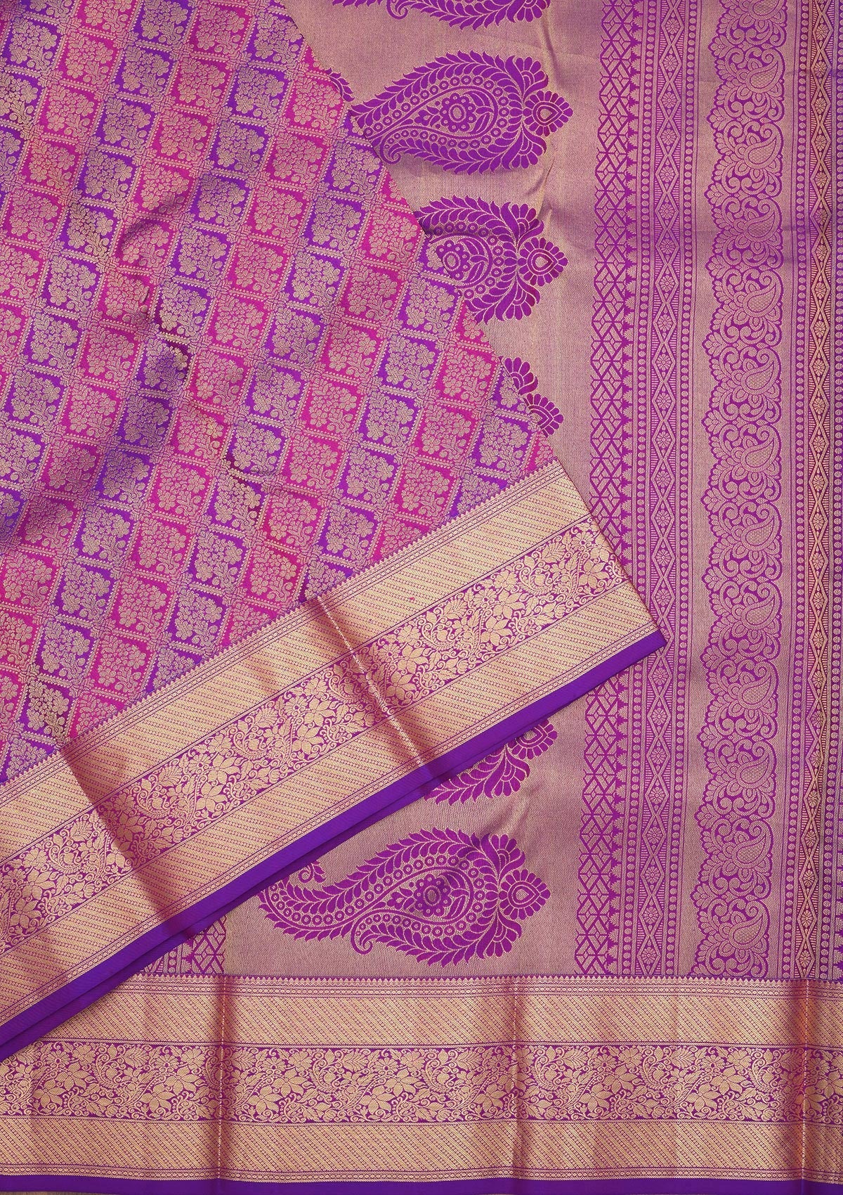 Purple Zariwork Pure Silk Saree-Koskii