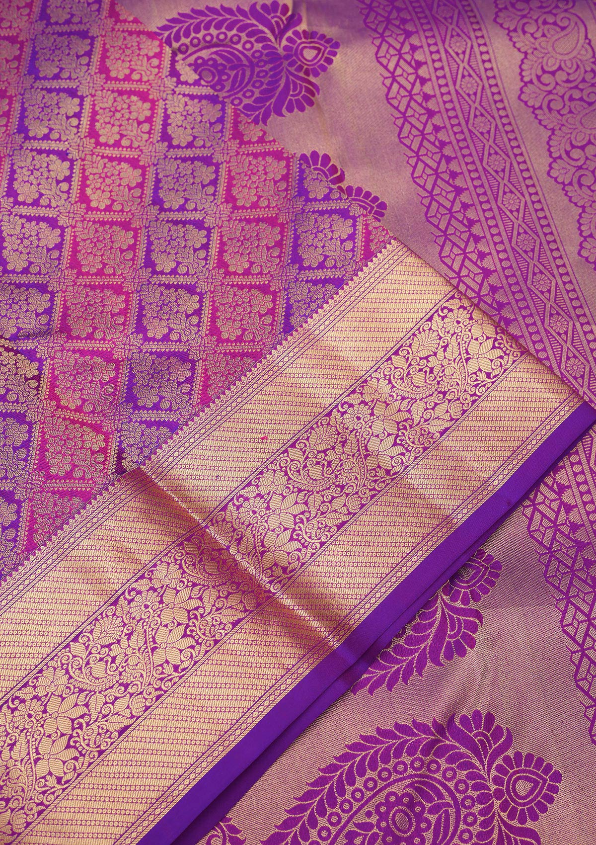 Purple Zariwork Pure Silk Saree-Koskii