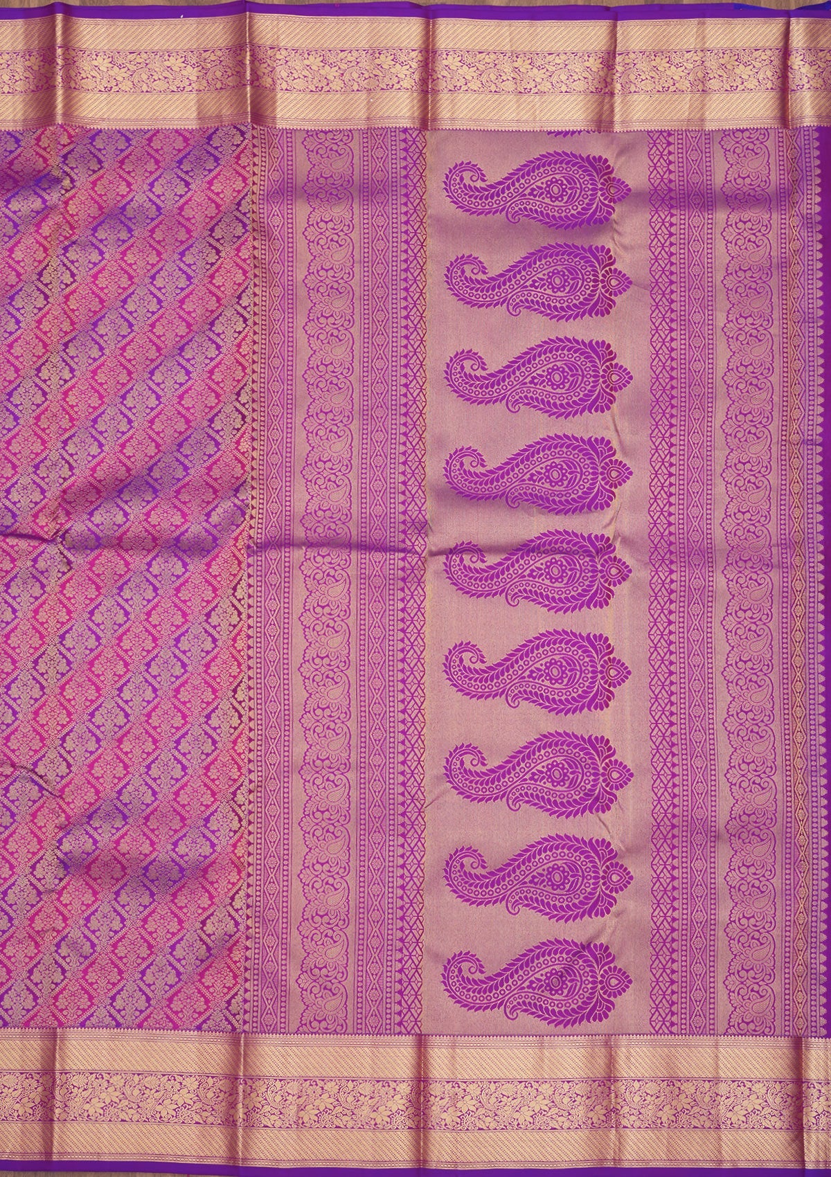 Purple Zariwork Pure Silk Saree-Koskii