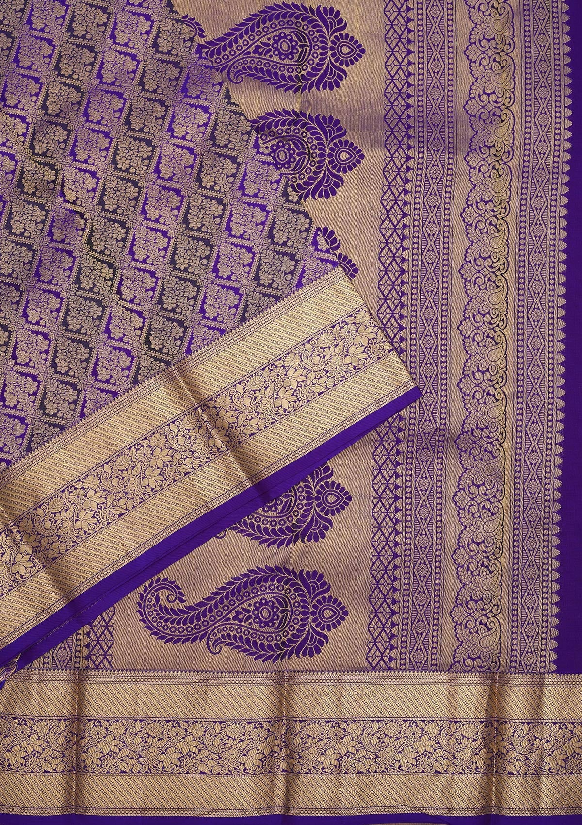 Purple Zariwork Pure Silk Saree-Koskii