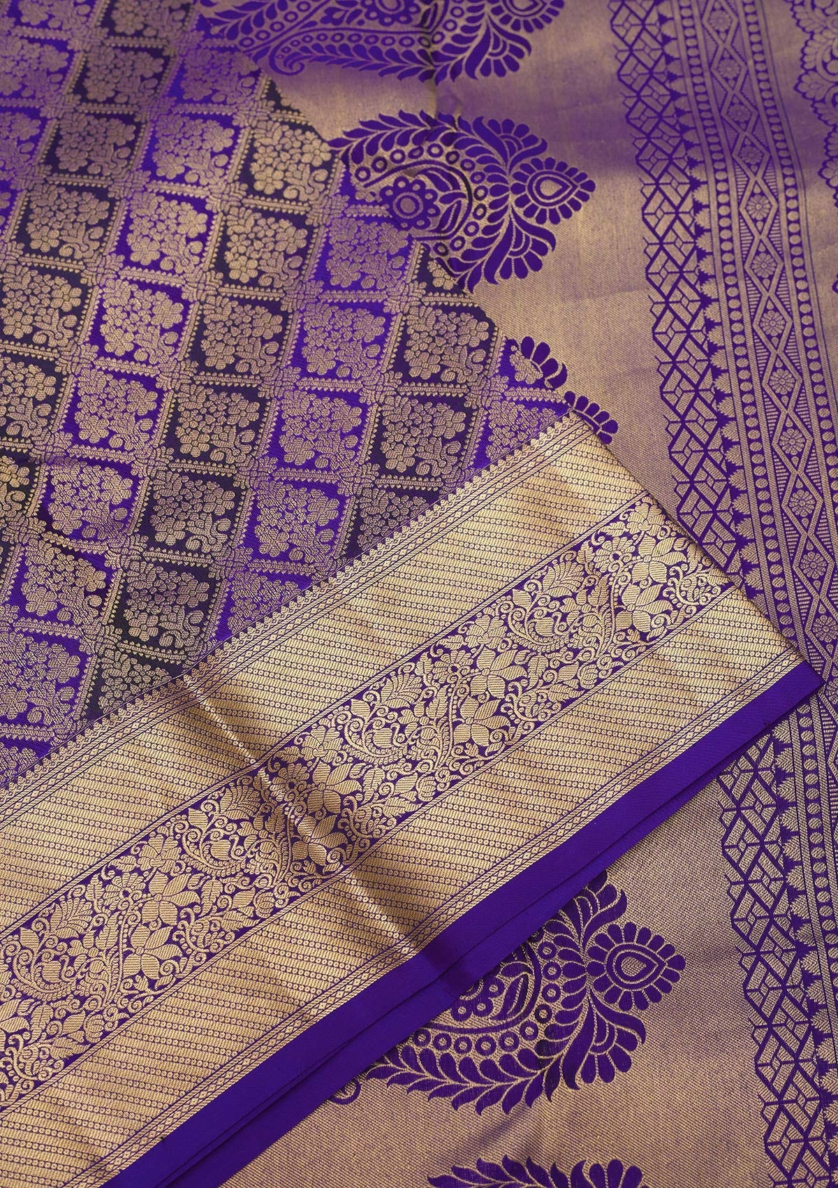 Purple Zariwork Pure Silk Saree-Koskii