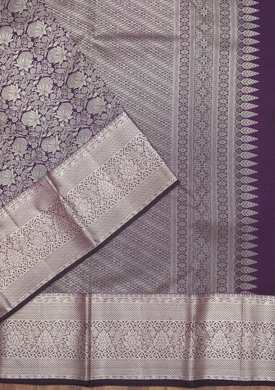 Purple Zariwork Pure Silk Saree-Koskii