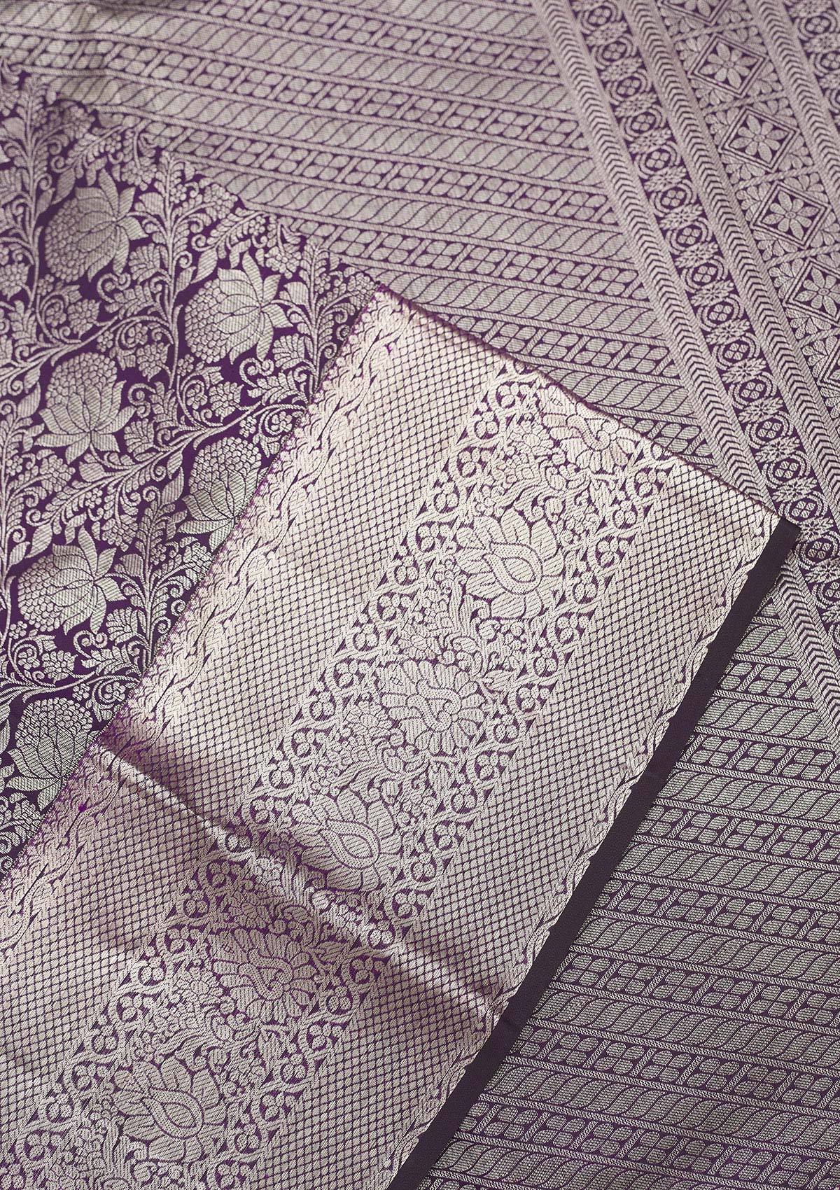 Purple Zariwork Pure Silk Saree-Koskii