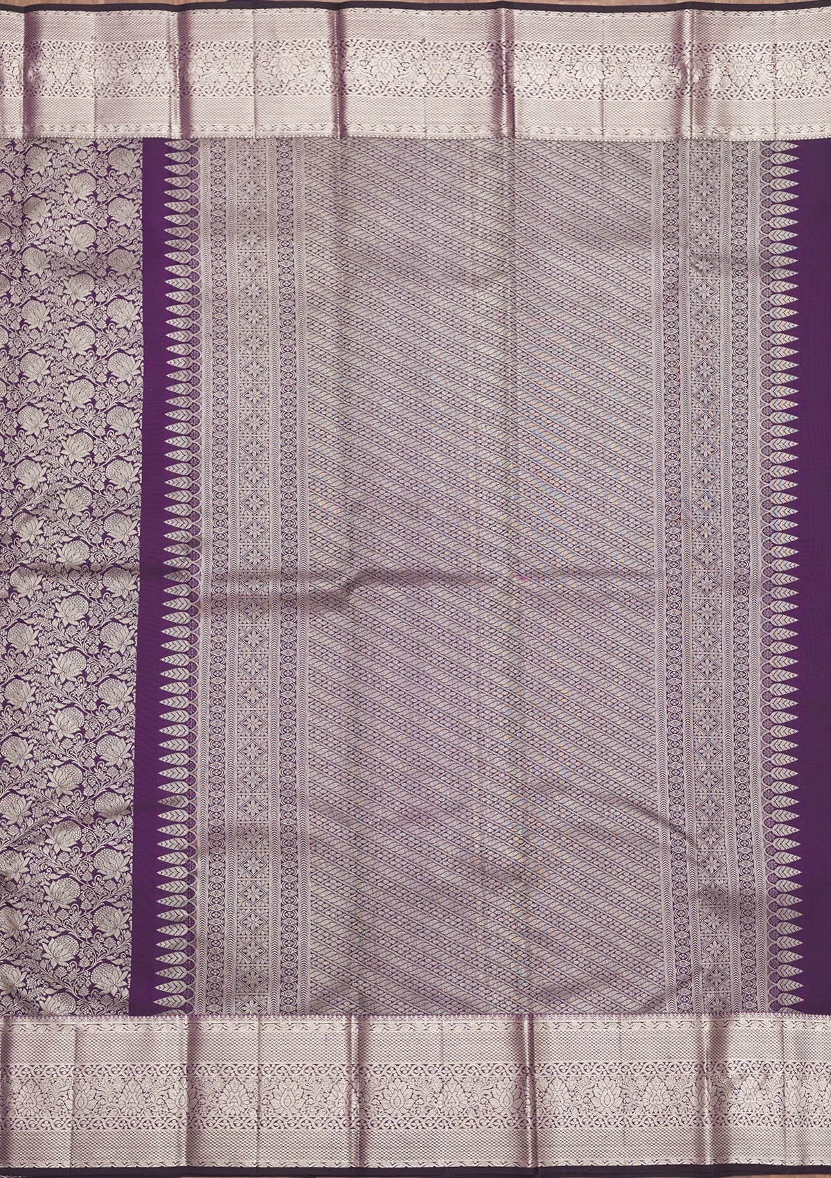 Purple Zariwork Pure Silk Saree-Koskii