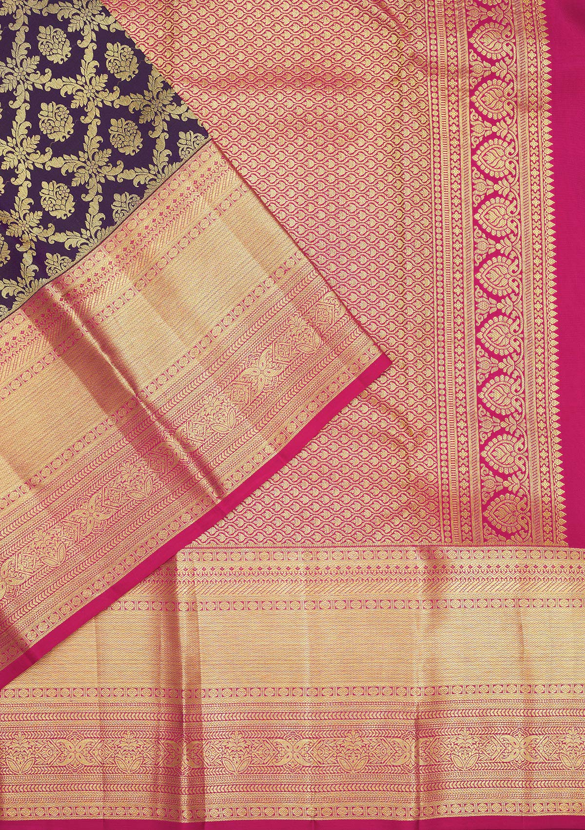 Purple Zariwork Pure Silk Saree-Koskii