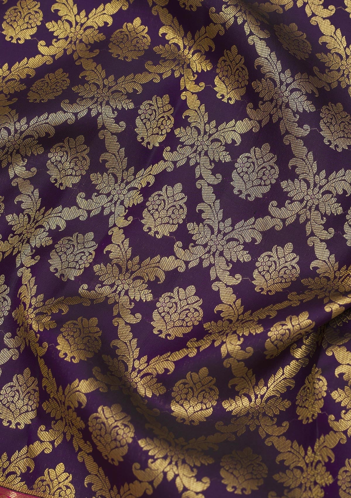 Purple Zariwork Pure Silk Saree-Koskii