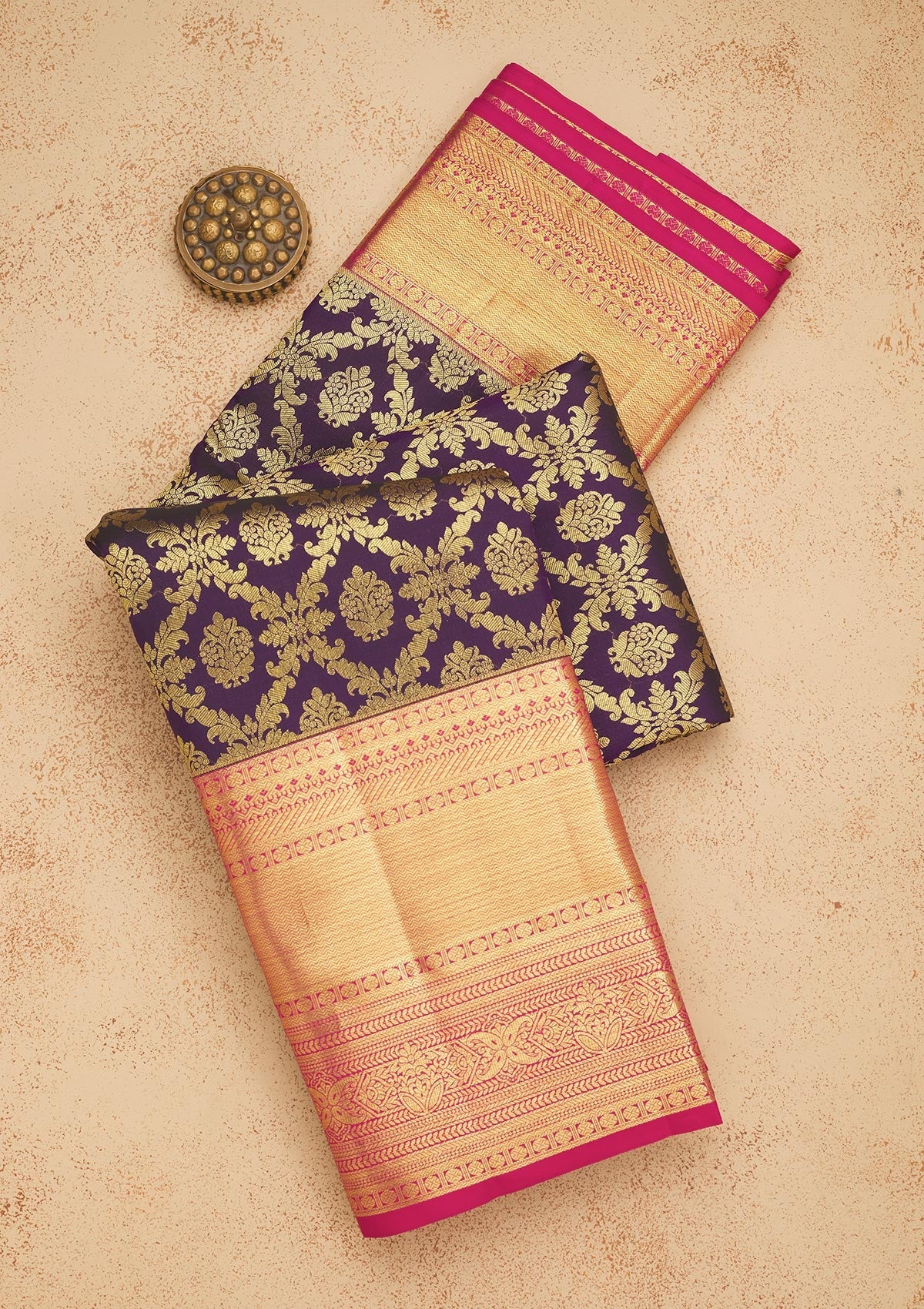 Purple Zariwork Pure Silk Saree-Koskii