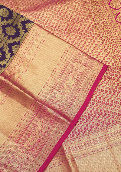 Purple Zariwork Pure Silk Saree-Koskii