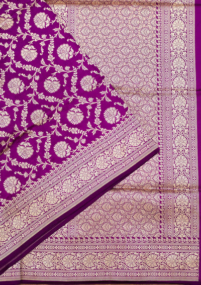 Purple Zariwork Pure Silk Saree-Koskii