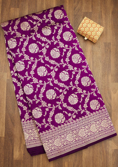 Purple Zariwork Pure Silk Saree-Koskii