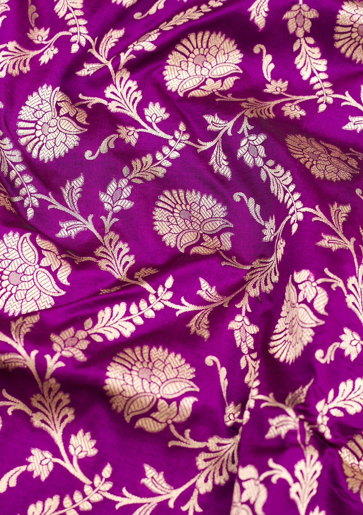 Purple Zariwork Pure Silk Saree-Koskii