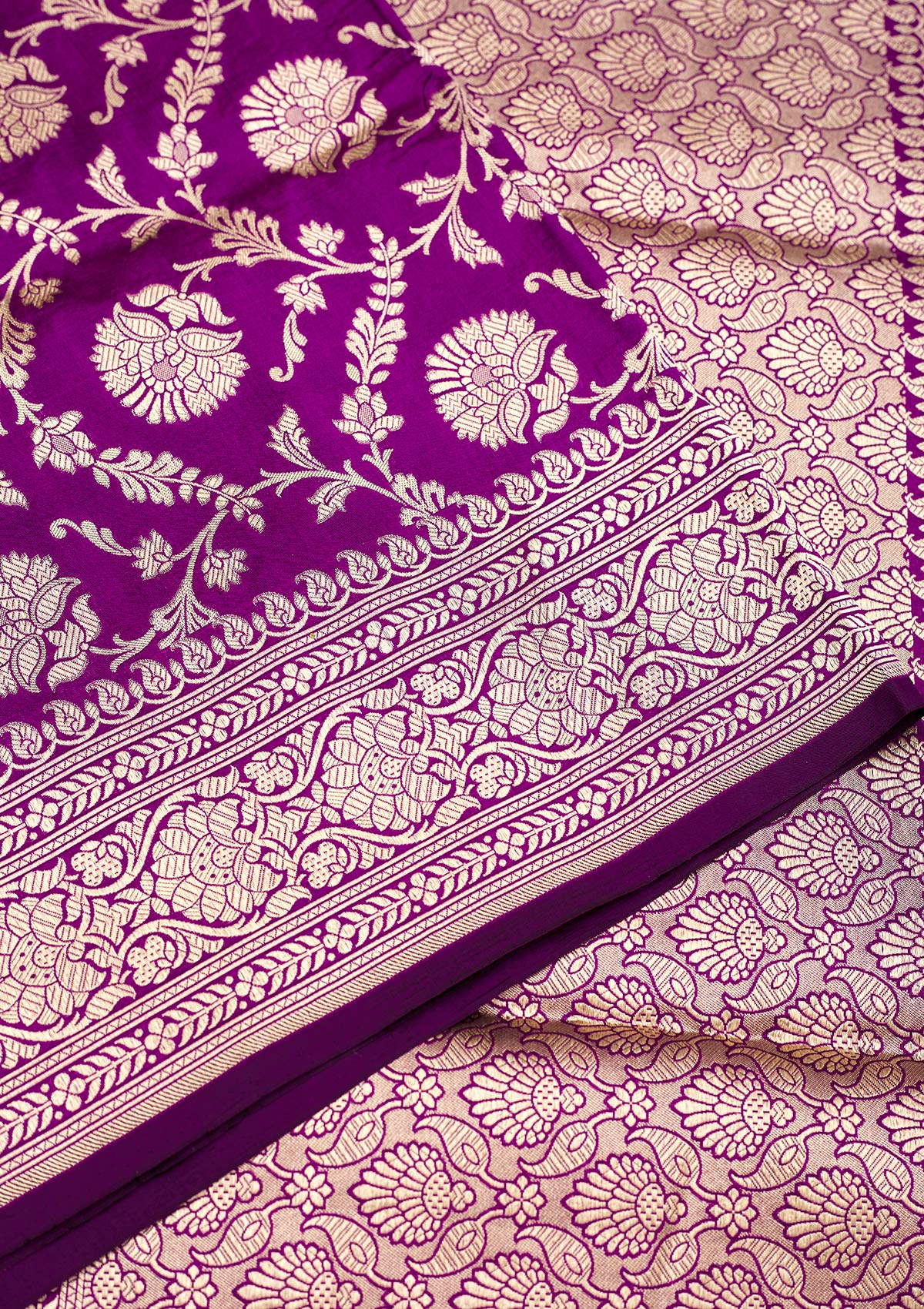 Purple Zariwork Pure Silk Saree-Koskii