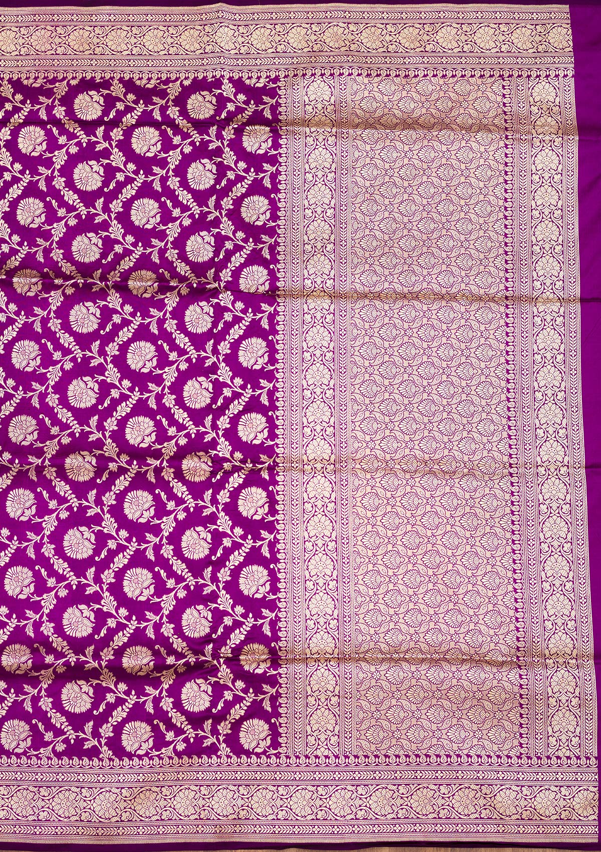 Purple Zariwork Pure Silk Saree-Koskii