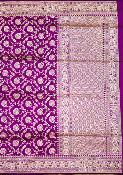 Purple Zariwork Pure Silk Saree-Koskii