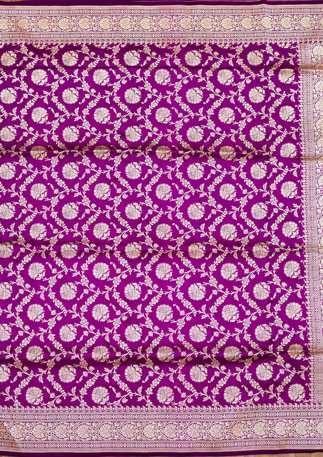 Purple Zariwork Pure Silk Saree-Koskii