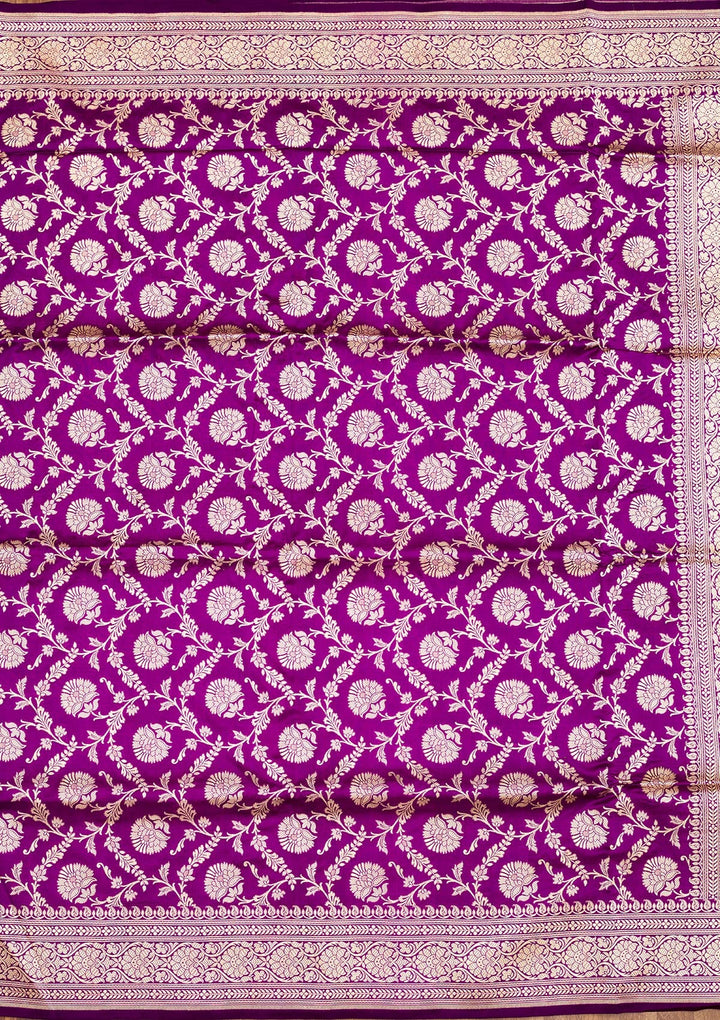 Purple Zariwork Pure Silk Saree-Koskii