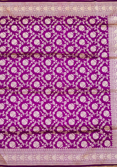 Purple Zariwork Pure Silk Saree-Koskii