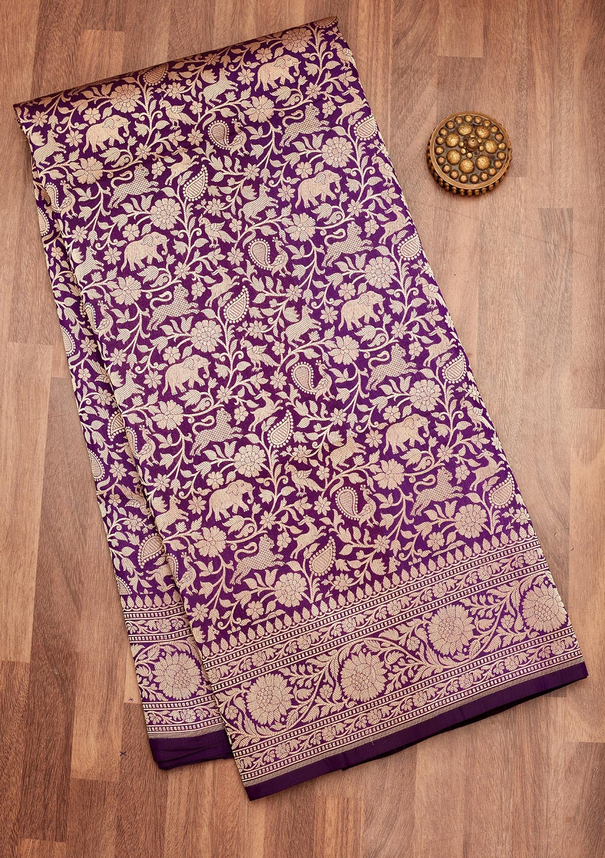 Purple Zariwork Pure Silk Saree-Koskii