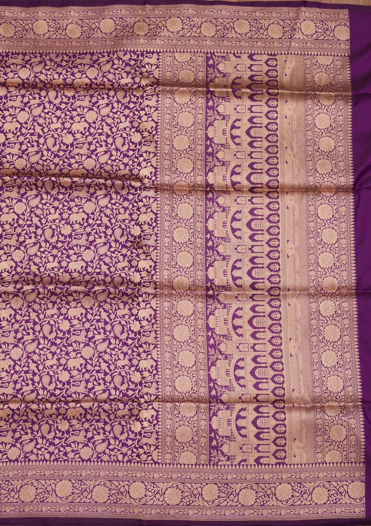 Purple Zariwork Pure Silk Saree-Koskii