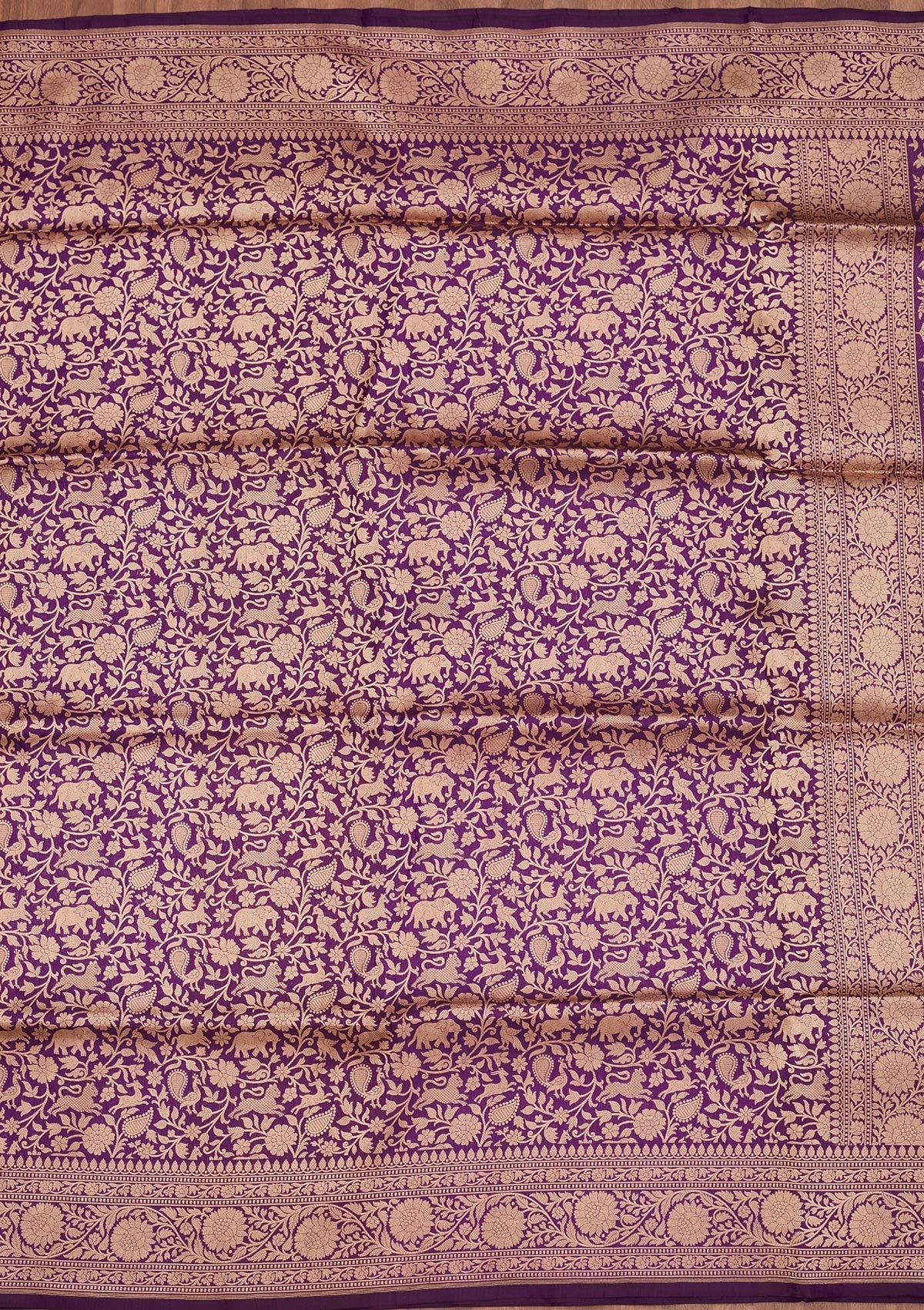 Purple Zariwork Pure Silk Saree-Koskii