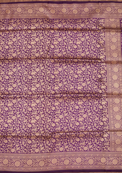 Purple Zariwork Pure Silk Saree-Koskii