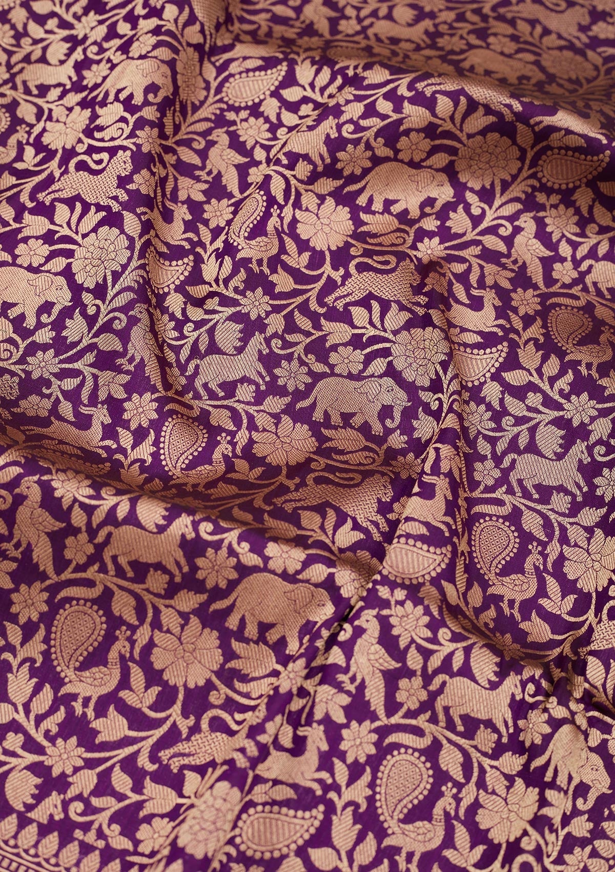 Purple Zariwork Pure Silk Saree-Koskii