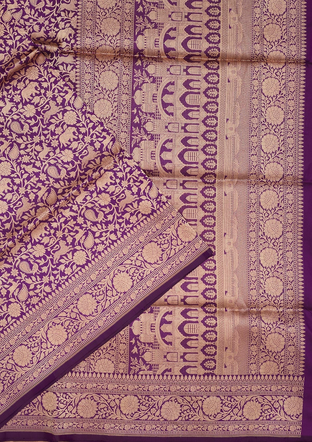 Purple Zariwork Pure Silk Saree-Koskii