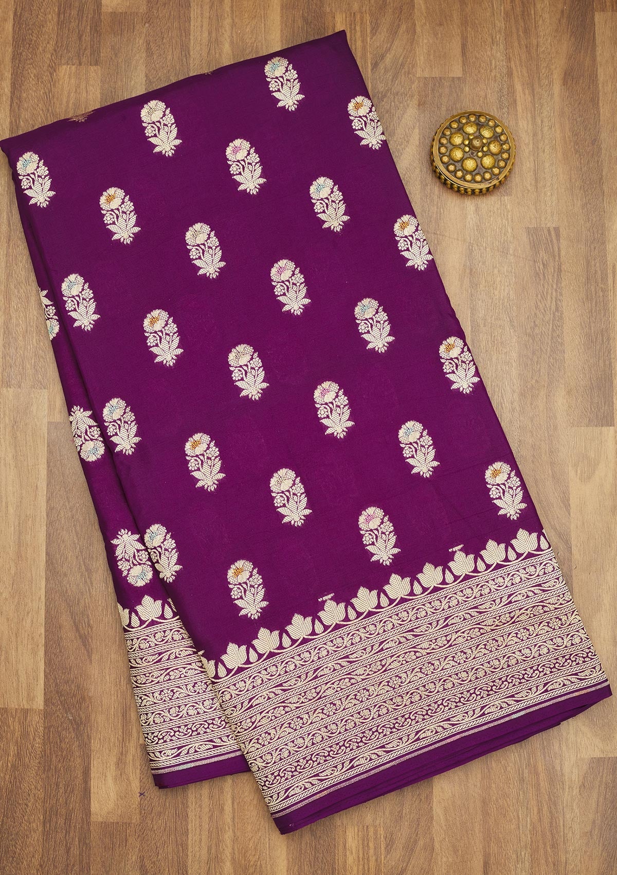 Purple Zariwork Pure Silk Saree-Koskii