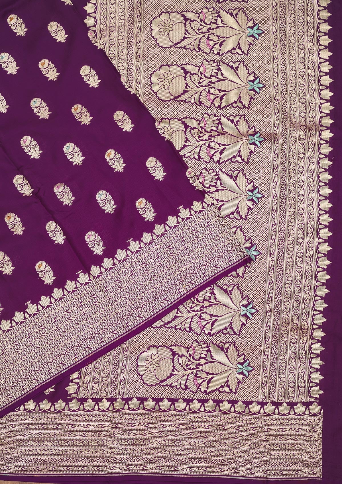 Purple Zariwork Pure Silk Saree-Koskii