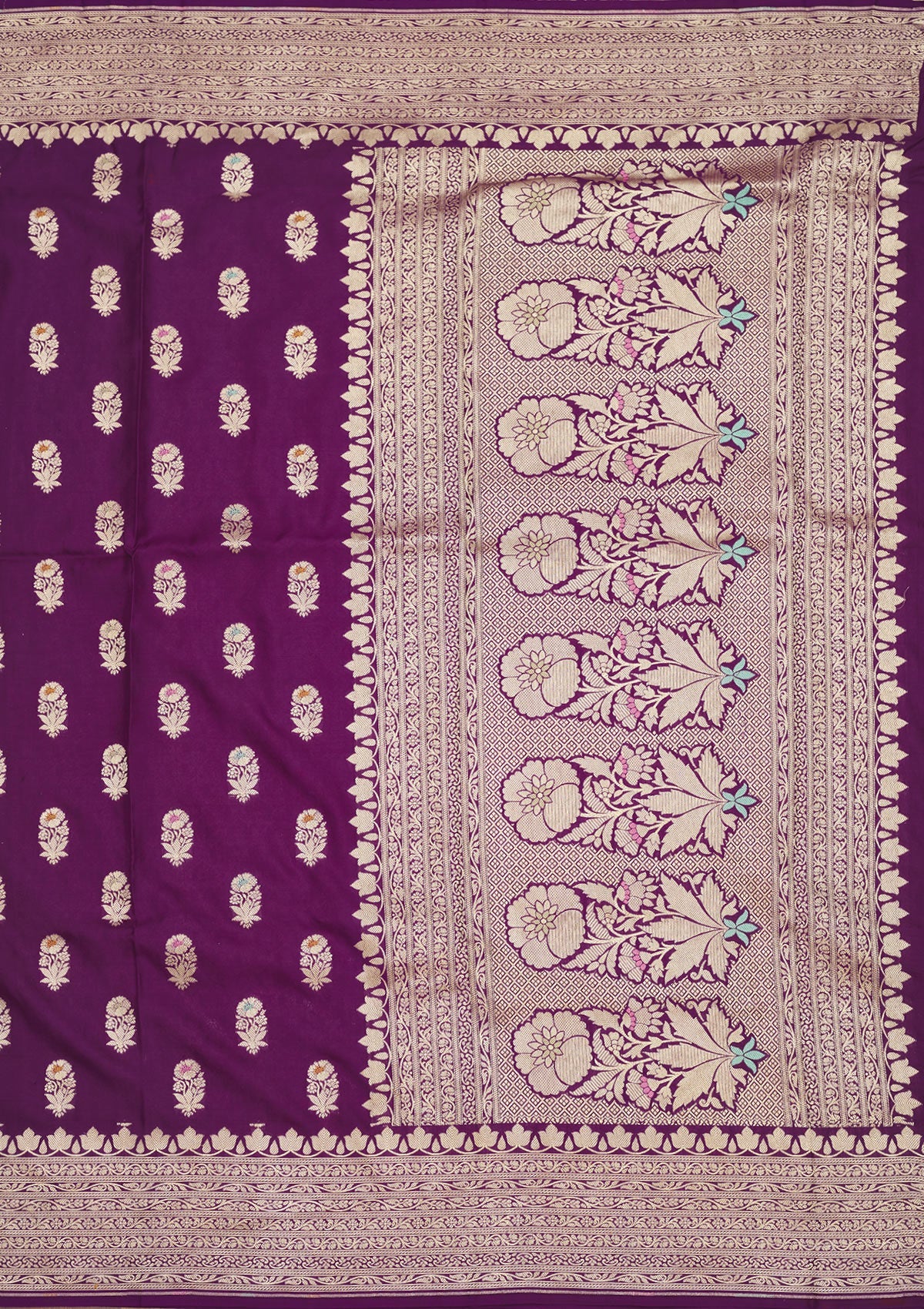 Purple Zariwork Pure Silk Saree-Koskii