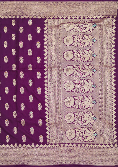 Purple Zariwork Pure Silk Saree-Koskii