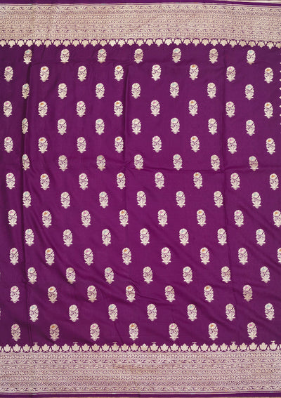 Purple Zariwork Pure Silk Saree-Koskii